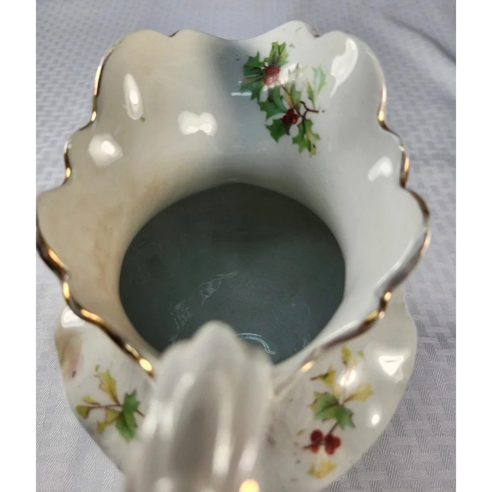 Antique 1880 EPP Co East Palestine Pottery MARQUETTE Holly Berry Pitcher Holiday